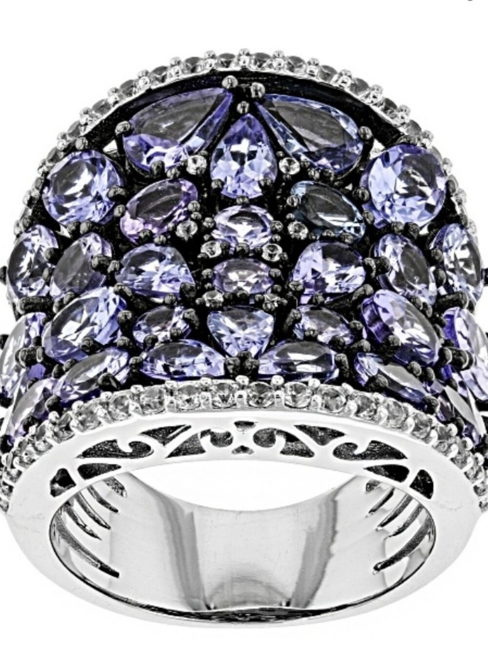 Earth Mined Tanzanite Cluster Ring Size 8! NWT